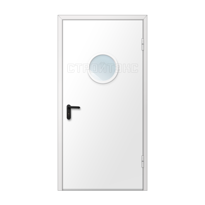 Дверь техническая металлическая остекленная D300мм
