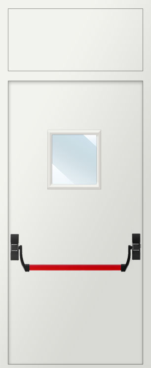 Дверь противопожарная металлическая остекленная EIS60 300х400 с фрамугой и антипаникой
